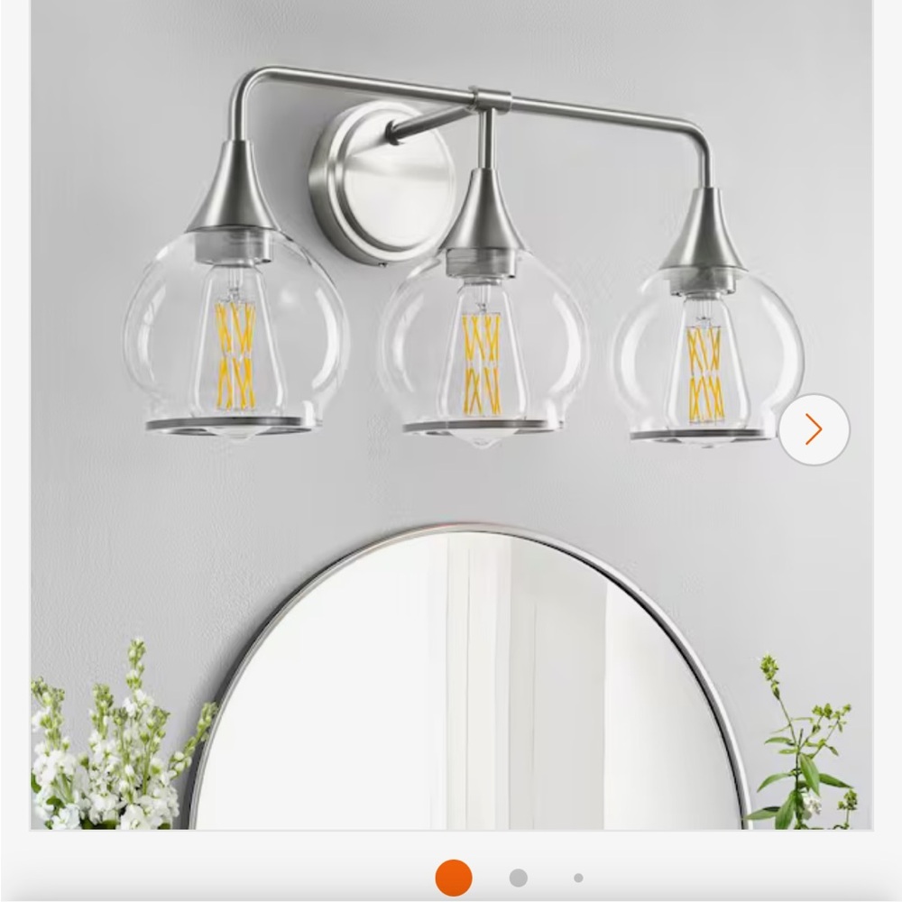 3-Light Wall Sconce with Clear Glass Globes - Brushed Nickel